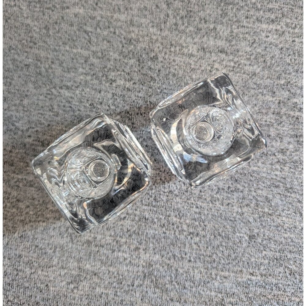 Pair of Riihimäki / Riihimäen "Rengas" Reversible Glass Candle Holders - Picture 3 of 7